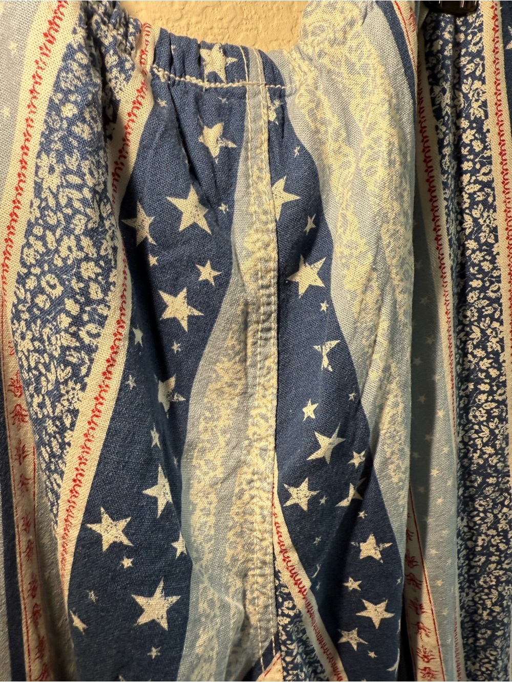 Cali1850 Americana Red White Blue Patchwork Linen Pants Size L - Picture 6 of 7